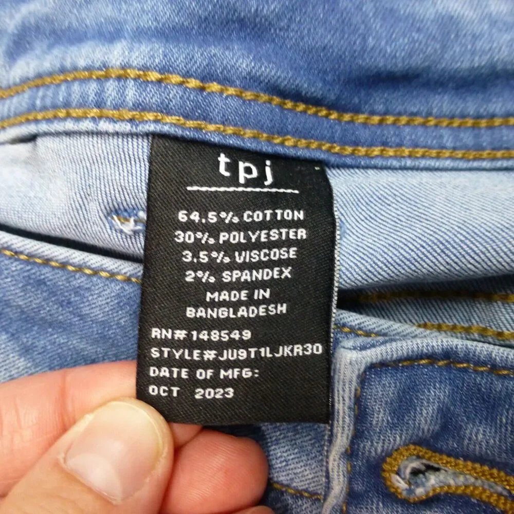 TPJ Jeans Mens 36x30 Slim (36x27) Stretch Light Wash Blue Comfortable Mid Rise